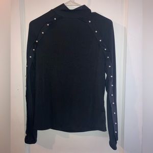 Black long sleeve shirt with pearl detailing on the arms. SHEIN size large